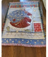 Vintage Mary Engelbreit Tapestry Christmas Santa Believe  Quality 50” X 70” - €19,68 EUR