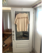 Zara Mens T Shirt Size XL Tan Crew Neck Cotton BEHOLD THE FETURE - $295.59 MXN