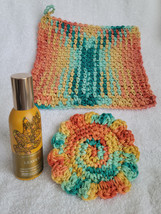 Fall Dishcloth and Sunflower Scrubby Gift Set with Leaves Room Spray - £11.80 GBP