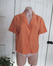 Rachel Zoe top blouse button up notched  collar XS sandstone orange shor... - $23.47