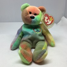 Ty Original Beanie Baby Peace Bear Plush Stuffed Animal W Tag February 1 1996 - £15.63 GBP