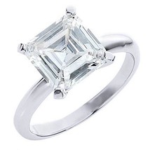 14k White Gold 1 Carat Solitaire Asscher Cut Diamond Engagement Ring - £3,359.92 GBP