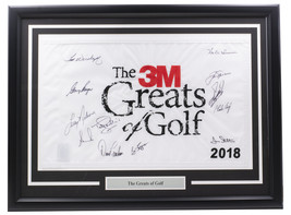 Multi Signé Encadré 3M Greats De Golf Drapeau Jack Nicklaus Gary Lecteur + 10 - £776.97 GBP
