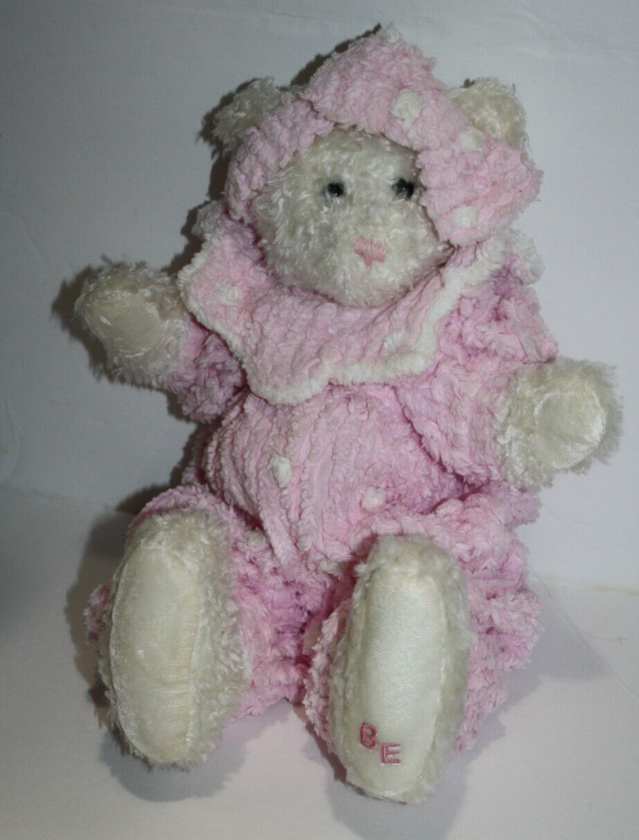 Boutique Enterprises Teddy Bear Soft Pink Chenille White Plush 14" Bow Stuffed Item image 3