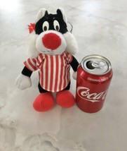 1992 Warner Brothers Sylvester Cat Loonie Tunes Red Striped Pajamas Plush 10” - £4.70 GBP