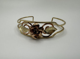 Vintage Gold Filled KREMENTZ Flower Cuff Bracelet 2 1/8 inner diameter - £30.70 GBP