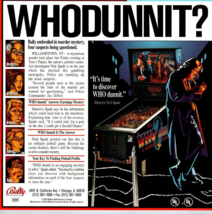 Who Dunnit Pinball FLYER 1995 Original NOS Murder Mystery Vintage Retro ... - £13.82 GBP