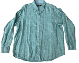 Hart Schaffner Marx Linen Blend Long Sleeve Button Down Shirt Mint Green Size XL - £11.80 GBP