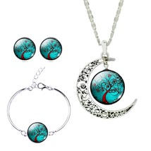 Picture necklace stud earrings bangles bracelets jewelry sets women gift vintage silver thumb200