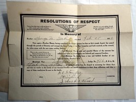 MASONIC Resolution Of Respect Lodge 416 Obituary Canada c1918 - £34.18 GBP