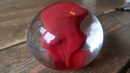 Large Vintage GW Signed Paperweight Hand Blown Glass 3.5&quot; - $29.69