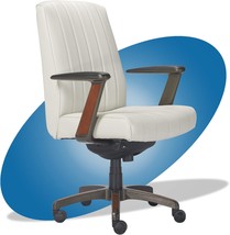 High-Back Ergonomic Office Chair With Bonded Leather And Rich Wood, Boy Bennett. - £329.88 GBP