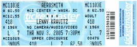 Aerosmith Lenny Kravitz Concert Ticket Stub November 3 2005 Washington DC - £11.67 GBP