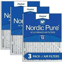 Nordic Pure 16x25x2 MERV 12 Pleated AC Furnace Air Filters 3 Pack - £23.64 GBP
