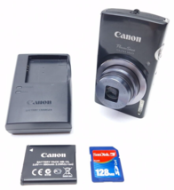 Canon PowerShot ELPH 160 20MP Digital Camera Black w/Charger + SD Card - $209.89