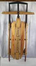 Nice Vintage Antique Wood Lightning Guider Metal Rail Sled Wood 48&quot; - £90.54 GBP
