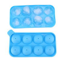 Blue Round Ice Balls Maker Tray 8 Large Sphere Molds Cube Whiskey Cockta... - $17.09