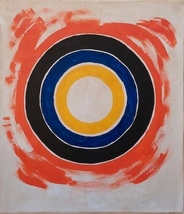 Painting Artwork Kenneth NOLAND Signed Canvas, Vintage Abstract Modern A... - $138.55