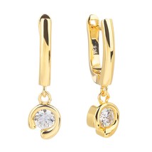 5Round Cut Moissanite S925 Hoop Drop Earrings Gold Plated 925 Sterling Silver Dr - £44.20 GBP