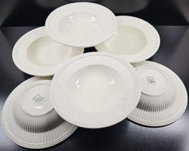 6 Tabletops Unlimited Villa Blanca Soup Bowl Set White Emboss Rib Dot Di... - $155.30