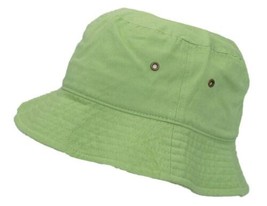 Lime L/XL Bucket Hat Cap Cotton Sun Hat Outdoor Cap Bucket Brim - £17.44 GBP