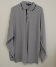 Mens Port Authority NWOT Gray Black Trim Long Sleeve Polo Shirt Size XL - £13.50 GBP