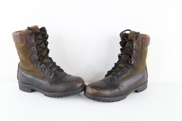 Vintage 90s Streetwear Mens 7.5 M Distressed Leather Combat Boots Brown USA - $108.85