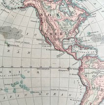 1879 Map Western Hemisphere Victorian Atlas Harpers Geography 1st Edition DWAA9 - £47.96 GBP
