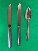 Vintage Silverware Stainless Steel Flatware 2 Knives and 1 Large Spoon GroupJ9 - £3.49 GBP