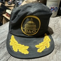 Vintage B&amp;O Railroad Hat Black And Gold Trucker Made in USA - $29.69