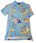 Polo Ralph Lauren Boy’s Tropical Beach Cotton Mesh Print Shirt Blue M 10... - $846.43 MXN