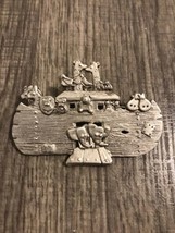 Vintage Danecraft Noah’s Ark Pin Brooch Clasp Pewter Bible Stories USA ￼ 2.25” - £12.82 GBP