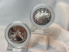 1988 Olympiad One Dollar Coin 26.5G &amp; 1989 Congress One Dollar Coin 26.8G Silver - £47.84 GBP