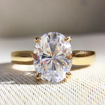 14K Yellow Gold Finish Oval Cut Simulated Diamond Engagement Wedding Lad... - $1,192.93 MXN