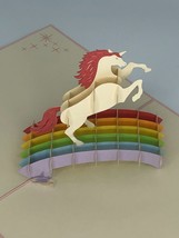 Unicorn 3D Pop Up Card Greeting Pink Birthday Anniversary Love Rainbow Party - £9.79 GBP