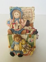 San Francisco Music Box Figurine friends best collectibles rag doll hen bunny - £51.68 GBP