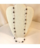 Handcrafted Beaded Necklace Purple &amp; White Beads Fun Unique Long Jewelry... - £19.55 GBP