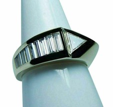 2.00Ct Trillion Cut Cubic Zirconia 925 Sterling Silver Men&#39;s Wedding Band Ring - £79.04 GBP