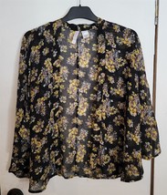 Womens XS Xhilaration Black Multicolor Floral Print Open Cardigan Overshirt - £14.81 GBP
