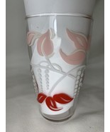 4 Vintage Retro Kitchen Pink Red White Floral Juice Water Glasses 4.75&quot; - £23.11 GBP