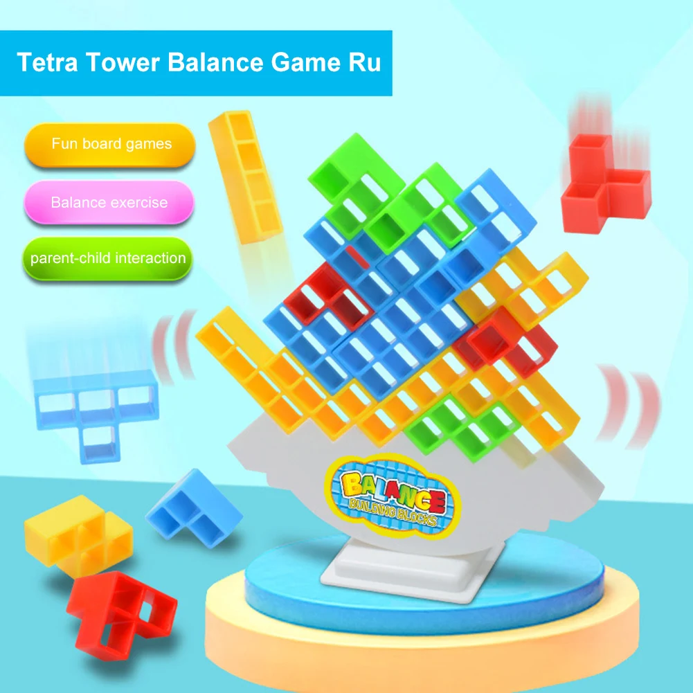 16/32/48PCS Balance Blocks Puzzle Assembling Toy Tetra Tower Stacking Fun Toy - £10.39 GBP+