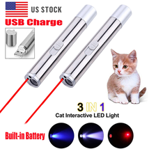 Play, Spot, Shine: 2PCS USB Laser Toy Pens with Red Beam, UV &amp; Flashlight - $15.99