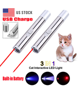 Play, Spot, Shine: 2PCS USB Laser Toy Pens with Red Beam, UV &amp; Flashlight - $293.74 MXN