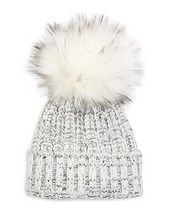 Kyi Kyi Chunky Wool Blend Beanie with Faux Fur Pom - £35.09 GBP