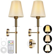 Battery Operated Wall Sconce Set Of 2, Not Hardwired Fixture, Wireless Wall Scon - £108.70 GBP