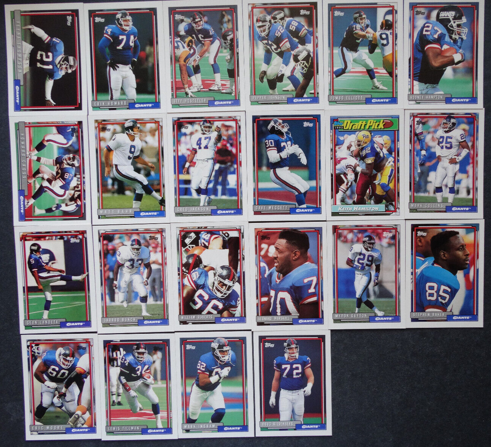 Primary image for 1992 Topps New York Giants Team Set of 22 Football Cards
