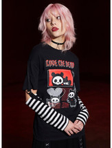 Skelanimals Diego Goth Emo Punk Stripe Oversized Long-Sleeve T-Shirt M - £55.74 GBP