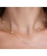 1CT  Round Cut Lab Created Diamond Bezel Station Necklace 14k Yellow Gold Plated - $342.99
