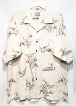 Hawaiian Aloha Silk Shirt Bird of Paradise Flowers Size XLT Luau Cream - £22.97 GBP