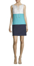 NWT $288 Trina Turk Womens Miss Brady Lace-Up Colorblocked Dress Size 6 - £78.44 GBP